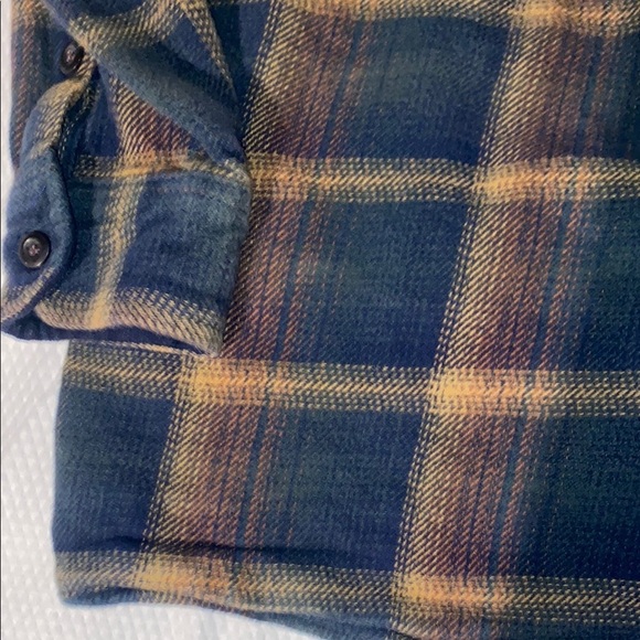 Orvis Shacket Men XL Blue Plaid Button Up Heavy Flannel Shirt Jacket Pocket - Picture 8 of 8